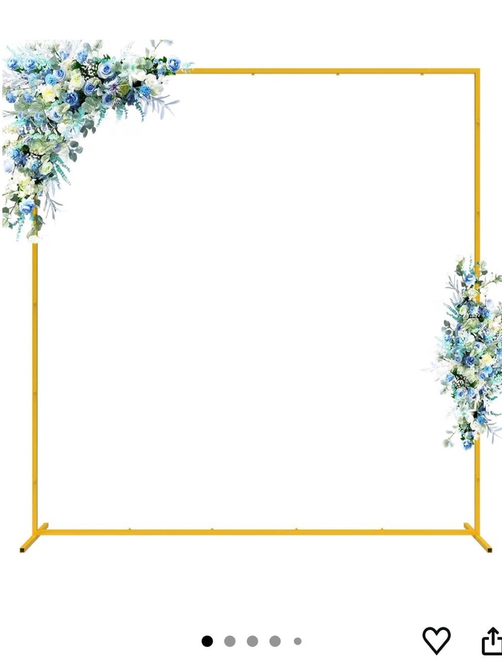 Gold Square Metal Wedding Arch Backdrop Stand 6.6ft x 6.6ft
